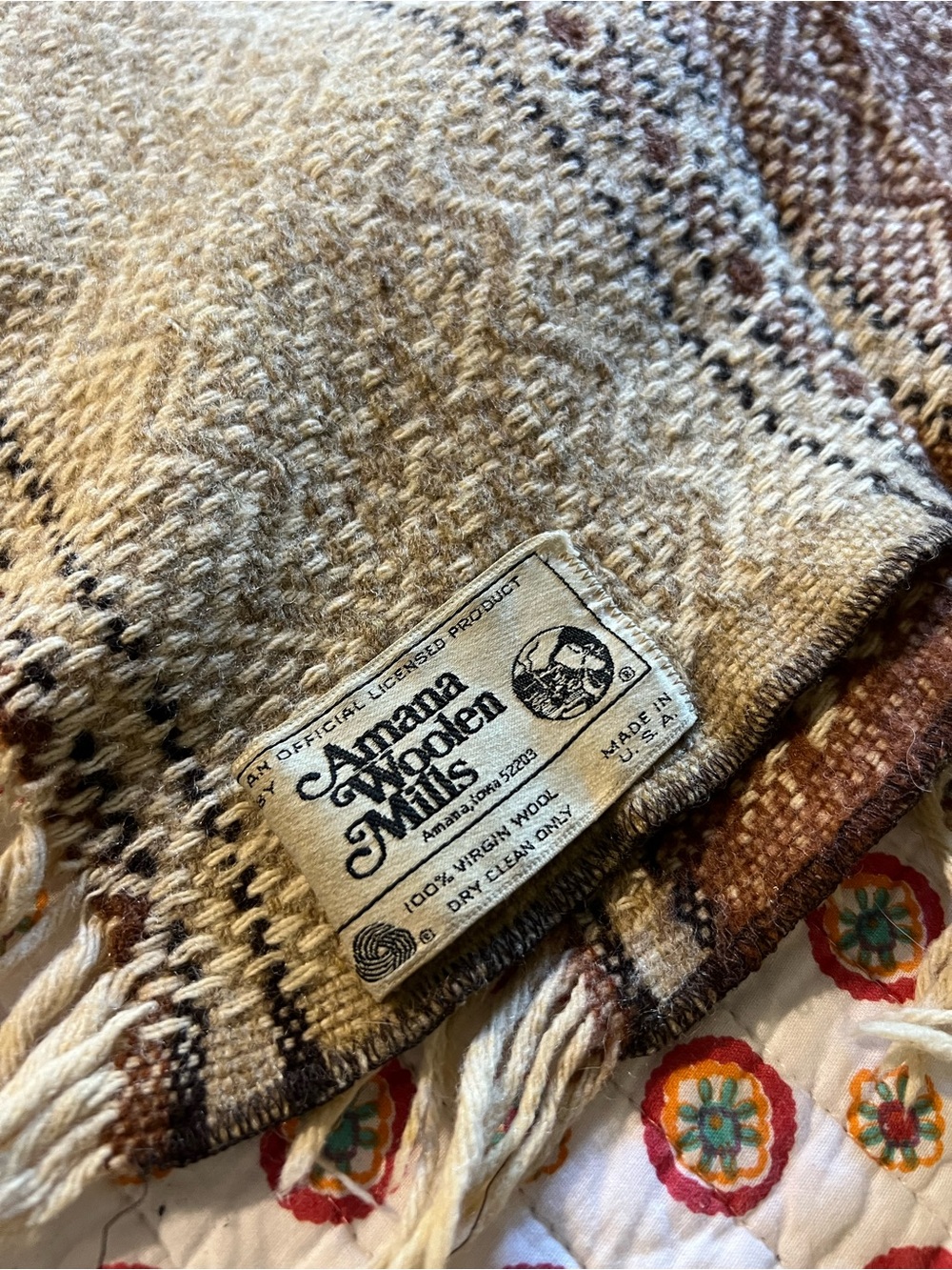 Vintage 80s Amana Woolen Mills Rustic Throw Blanket 100% Virgin Wool - Picture 2 of 5